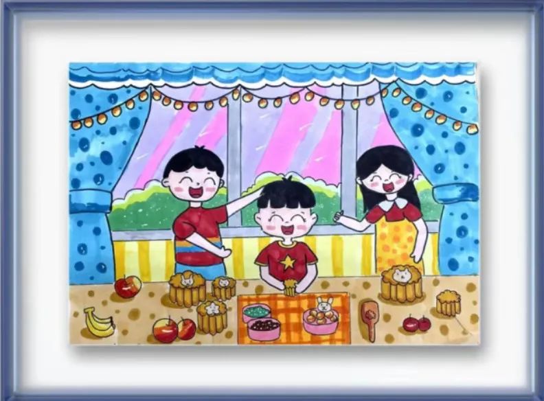 简单的中秋节小学生儿童画作品(5)